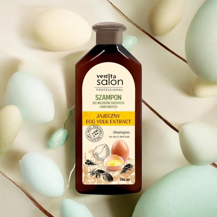 Sampon Herbal, cu Extract de Galbenus de Ou, Salon Professional, pentru par uscat si tern, Venita, 500ml [2]