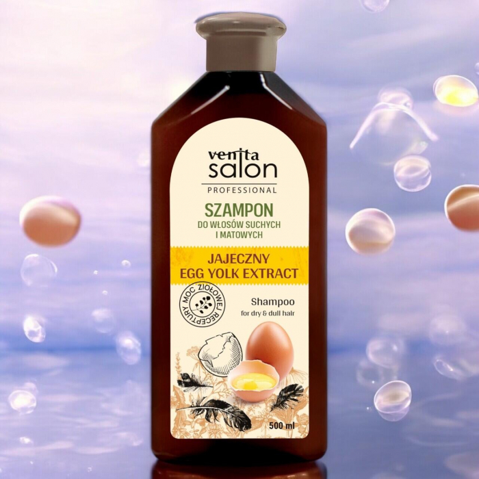 Sampon Herbal, cu Extract de Galbenus de Ou, Salon Professional, pentru par uscat si tern, Venita, 500ml [3]