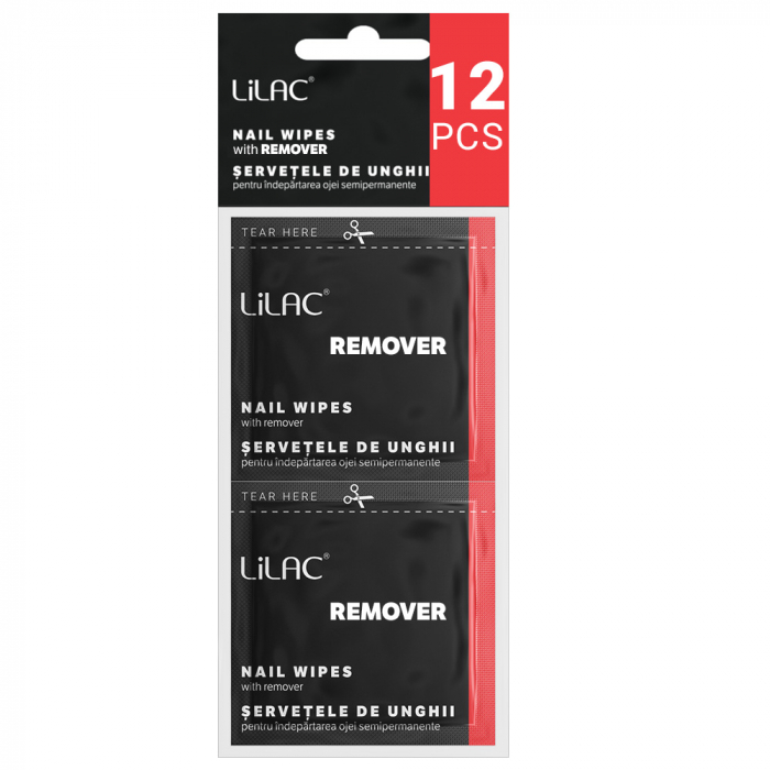 Lilac, servetele unghii cu soak off remover, 12 bucati [2]