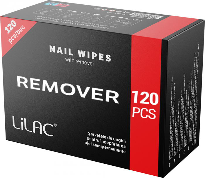 Lilac, servetele unghii cu soak off remover, 120 bucati [2]