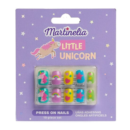 Set 10 unghii false Unicorn Nails, cu adeziv Press-On, pentru fetite, Martinelia 35045 [1]