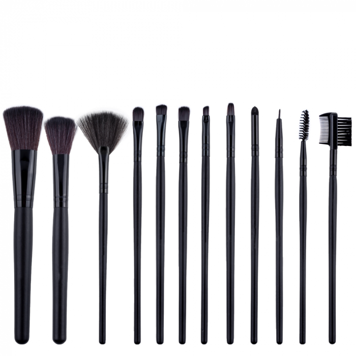 Set 12 pensule makeup Megaga, Lila Rossa, cu husa neagra [7]