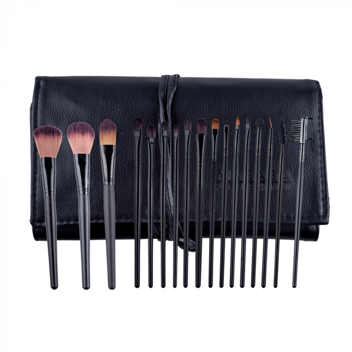 Set 18 pensule makeup Megaga, cu husa neagra [21]