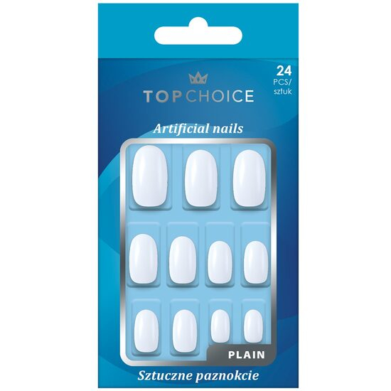 Set 24 unghii artificiale Top Choice, 78378, albe ovale [1]