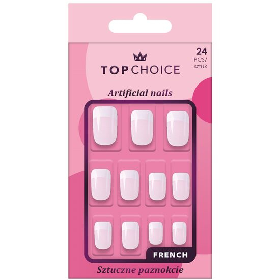 Set 24 unghii artificiale Top Choice, 78415, french patrate [1]
