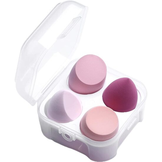 Set 4 bureti machiaj, pentru aplicarea fondului de ten, Blender, stil lacrima Top Choice 38538, cu cutie depozitare [1]