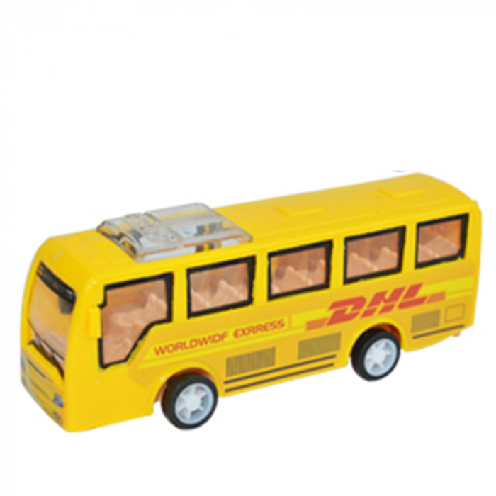 Set 5 masinute Karemi, seria de inginerie in constructii, cu elicopter, motocicleta, autobuz, cisterna, excavator, galbene [5]