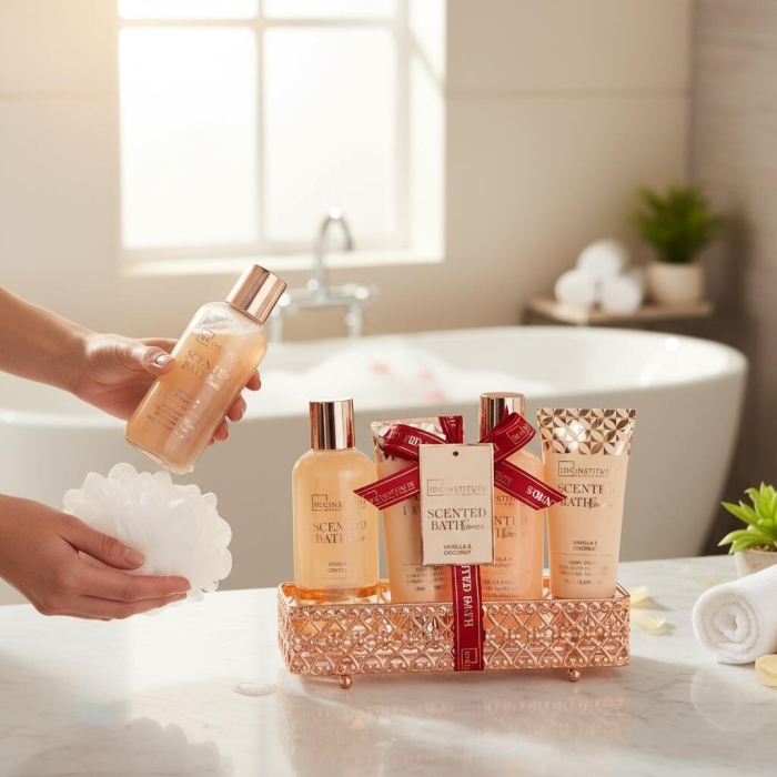 Set baie Scented Bath Bronze Vanilla & Coconut, IDC Institute, 4 piese, 44015 [3]