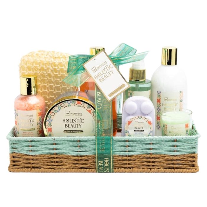 Set cadou spa in cos decorativ, Holistic Beauty Lotus & White Tea cu 8 produse, IDC Institute, 42223 [3]
