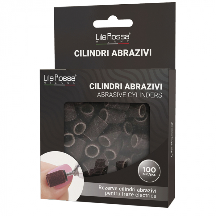 Set cilindri abrazivi Lila Rossa, inele smirghel cu granulatie 100, 100 buc [1]