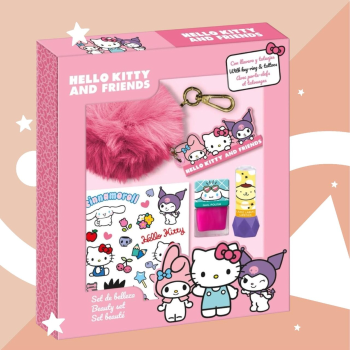Set cosmetic machiaj si accesorii Hello Kitty & friends cu breloc pompom 4058 [2]