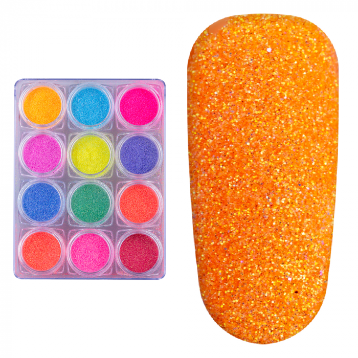 Set decor unghii, Lila Rossa, sclipici cu efect neon [13]