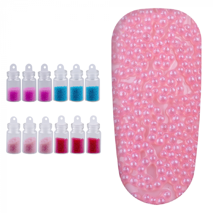 Set decor unghii, sticlute pietricele tip caviar, 12 buc, DU19-4 [6]