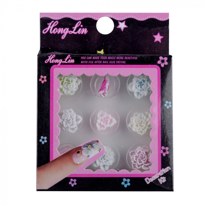 Set decoratiuni pentru unghii - decor floral din silicon, 9 buc [1]