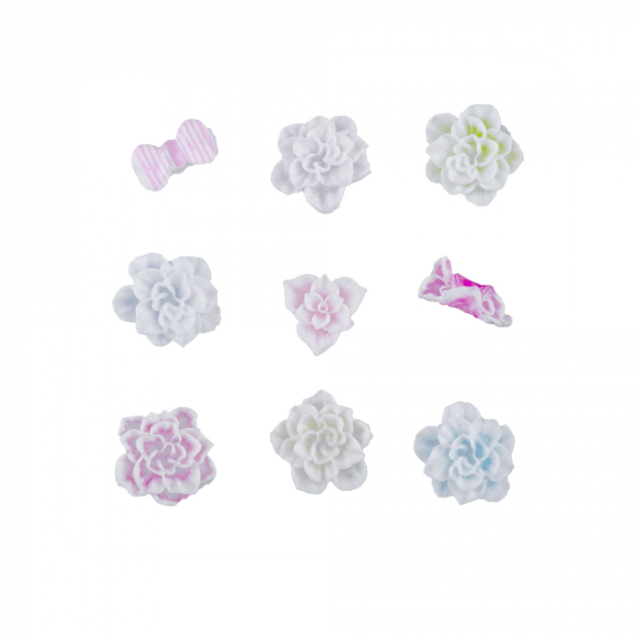 Set decoratiuni pentru unghii - decor floral din silicon, 9 buc [2]