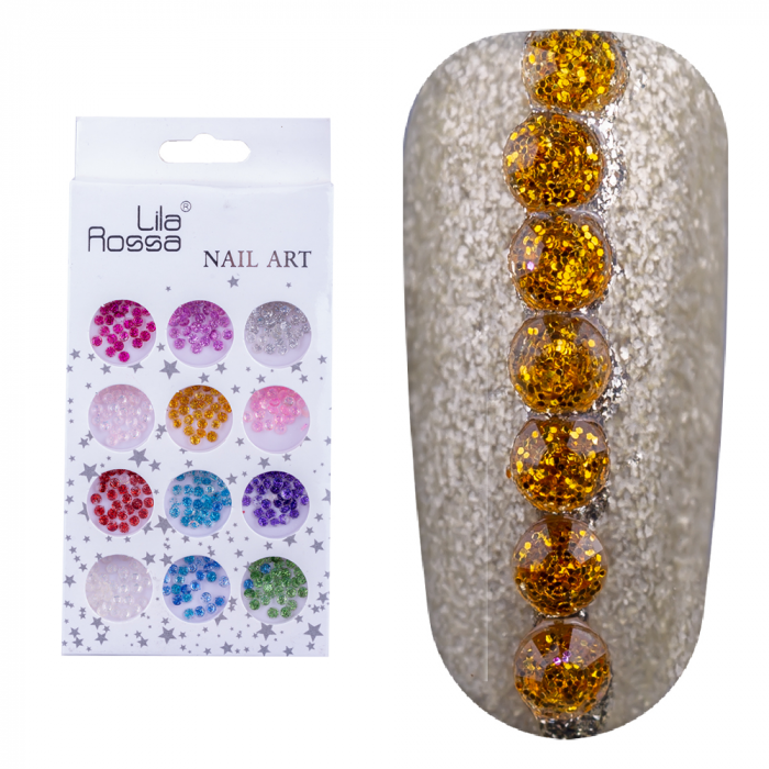 Set decoratiuni unghii, Lila Rossa, pietricele cu sclipici [4]