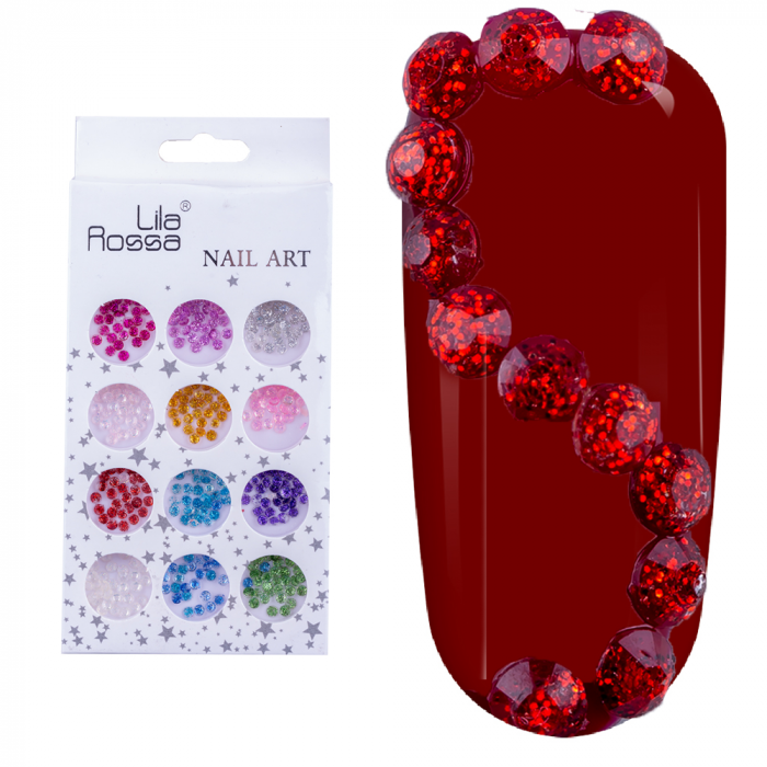Set decoratiuni unghii, Lila Rossa, pietricele cu sclipici [3]
