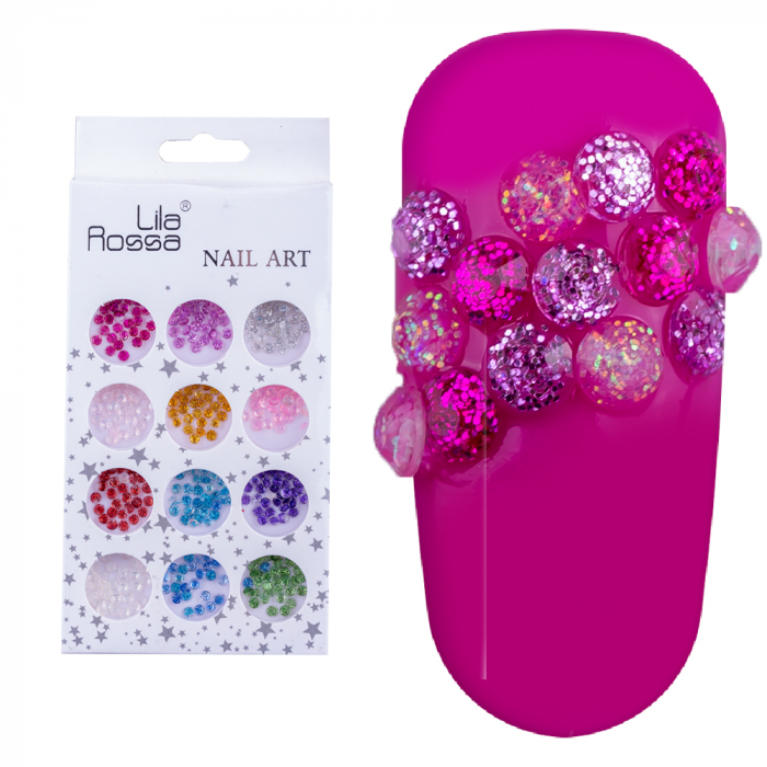 Set decoratiuni unghii, Lila Rossa, pietricele cu sclipici [1]