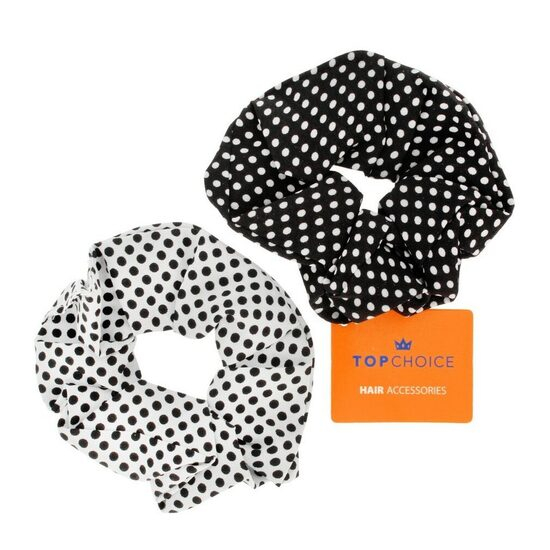 Set doua elastice de par Top Choice 23859, Black & White Dots [1]