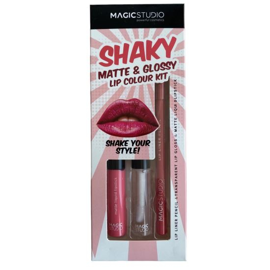 Set gloss si creion de buze Shaky, Matte & Glossy, 60749, Roz deschis, Magic Studio, 2 g [1]