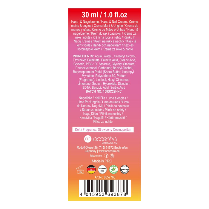 Set ingrijire maini Summer Cocktails Strawberry Cosmopolitan, Accentra,6057768, 30ml [2]