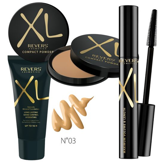Set ingrijire ten pudra, fond de ten si mascara XL, Revers Peach [1]