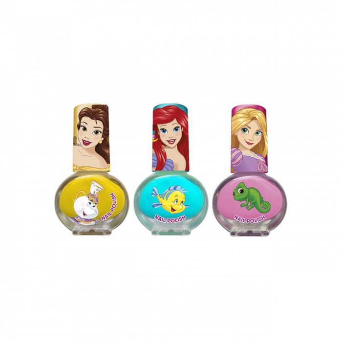 Set manichiura pentru fetite, 3 lacuri de unghii si modele de lipit pe unghii, Printesele Disney [2]