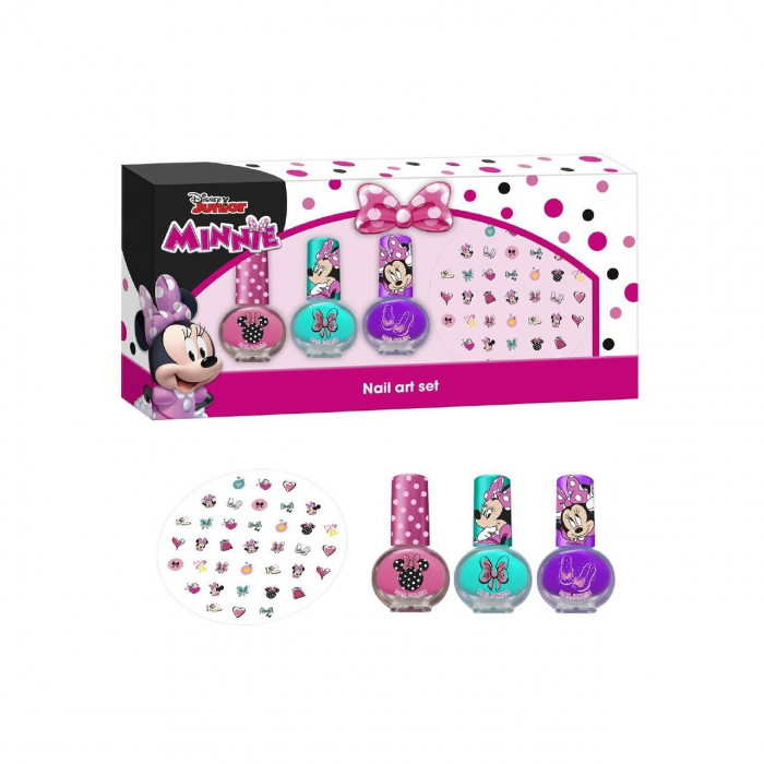 Set manichiura pentru fetite, cu 3 lacuri de unghii si modele de lipit pe unghii, Minnie [2]