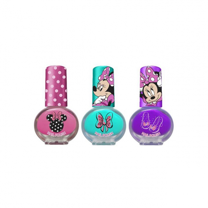 Set manichiura pentru fetite, cu 3 lacuri de unghii si modele de lipit pe unghii, Minnie [3]