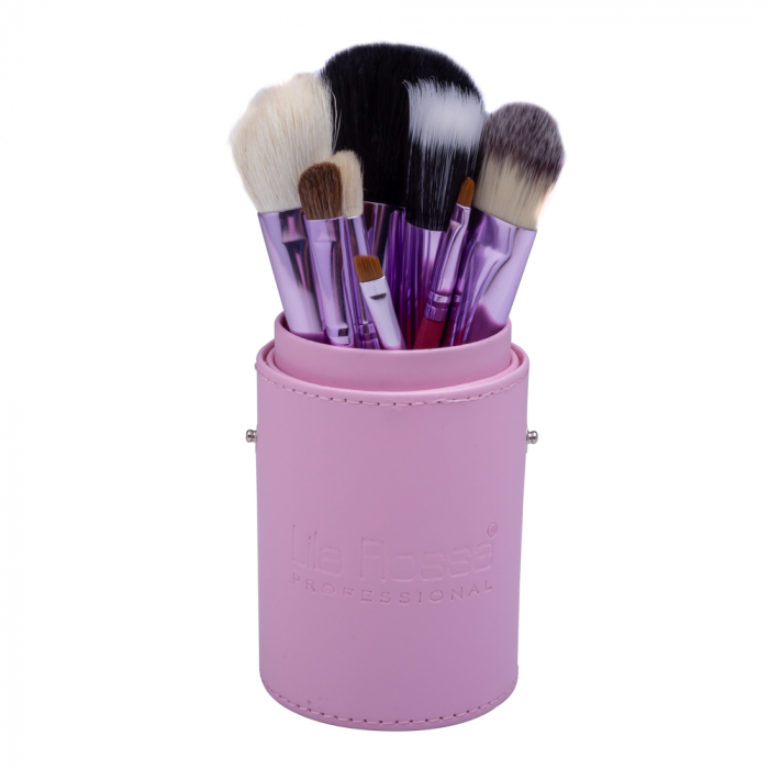 Set pensule makeup, Lila Rossa, in tub roz, 12 buc [2]