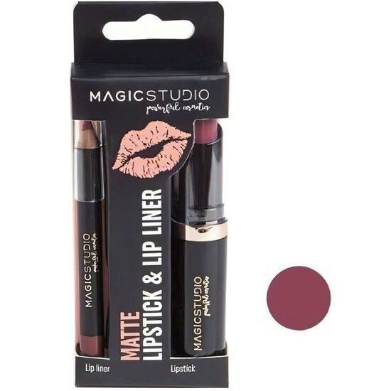 Set Perfect Lips, Ruj de buze mat si creion pentru contur asortat, Nr. 2, Light Brown, Magic Studio [2]