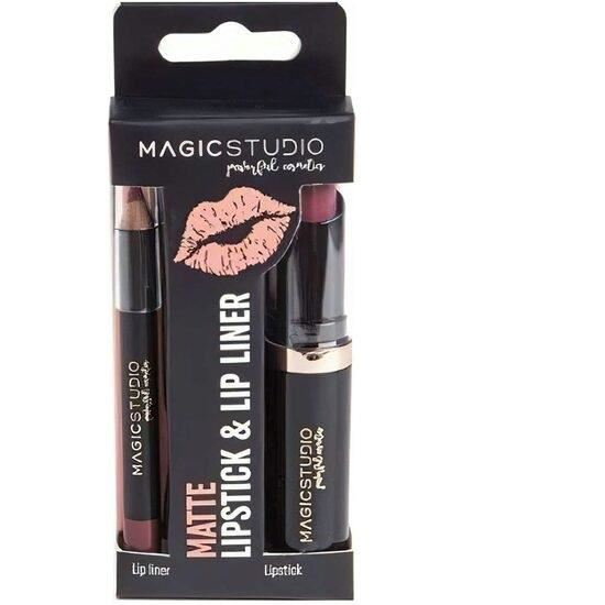 Set Perfect Lips, Ruj de buze mat si creion pentru contur asortat, Nr. 2, Light Brown, Magic Studio [1]