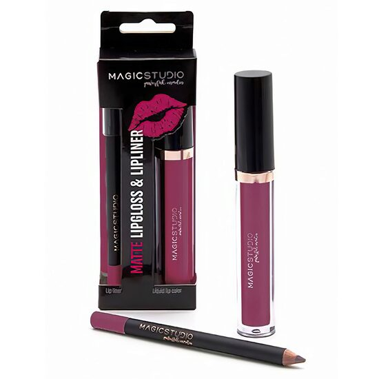 Set Perfect Lips ruj lichid mat si creion contur, Nr.2 Roz, Magic Studio [1]