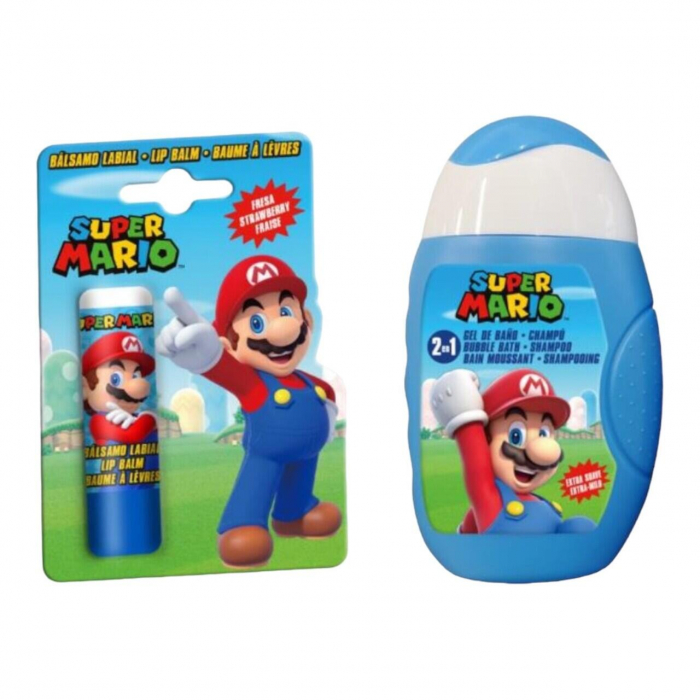 Set produse ingrijire copii, gel de dus si sampon, balsam de buze si borseta depozitare Super Mario 1809, 110 ml [2]