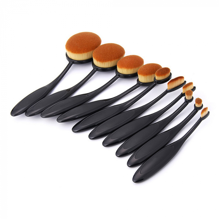 Set profesional makeup, 10 pensule machiaj, tip perie, beauty gold [2]