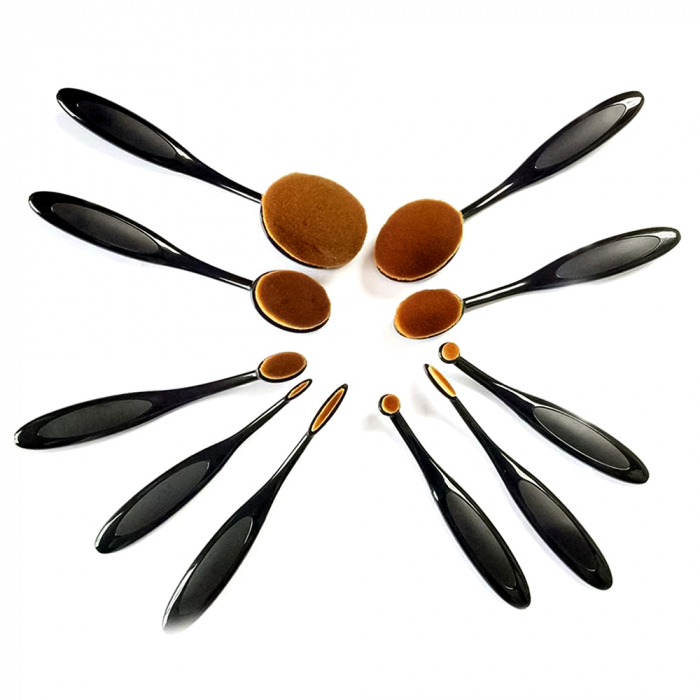 Set profesional makeup, 10 pensule machiaj, tip perie, beauty gold [4]