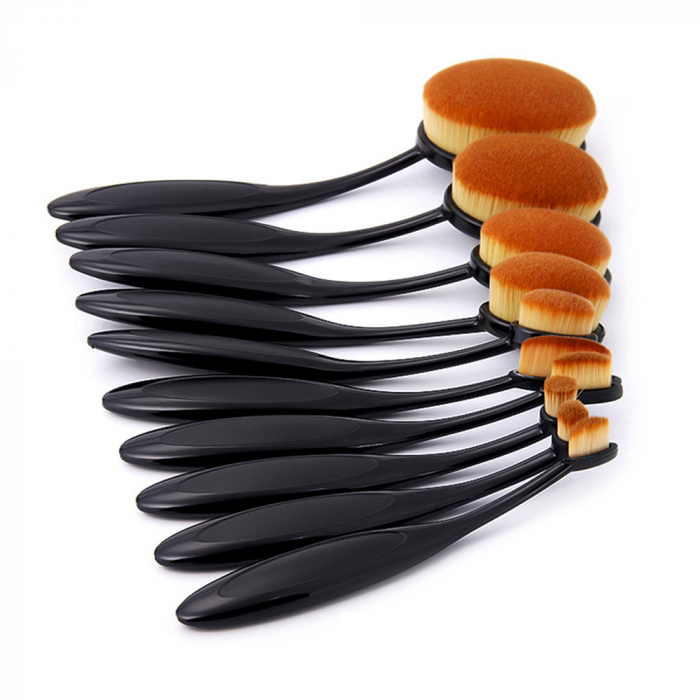 Set profesional makeup, 10 pensule machiaj, tip perie, beauty gold [3]
