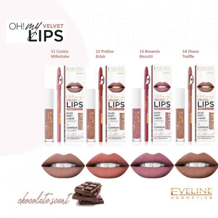 Set ruj lichid mat + creion EVELINE COSMETICS Oh My Velvet Lips [2]