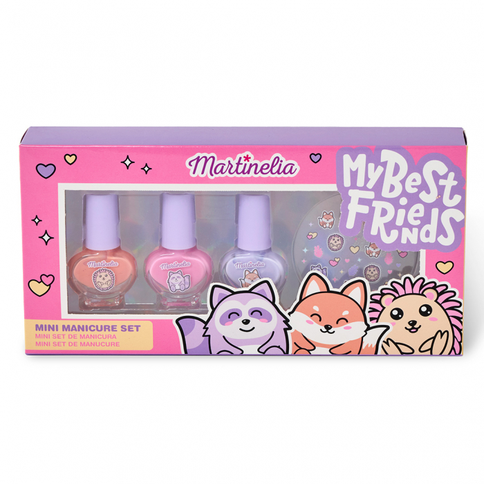 Set unghii false copii cu oja, MARTINELIA MY BEST FRIENDS MINI MANICURE SET, cosmetice copii, pentru fetițe, oje, stickere [2]