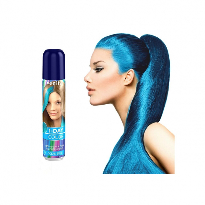 Spray colorant pentru par, fixativ, Venita, 1-Day Color, nr 02, Albastru deschis [2]