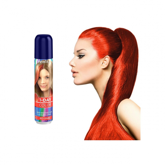 Spray colorant pentru par, fixativ, Venita, 1-Day Color, nr 04, Rosu [5]