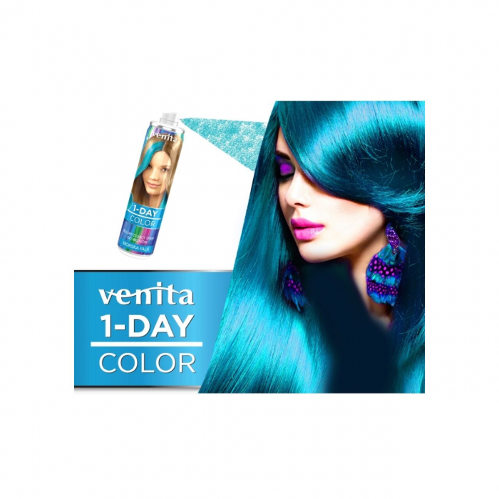 Spray colorant pentru par, fixativ, Venita, 1-Day Metallic Color, nr M3, Bleu [2]