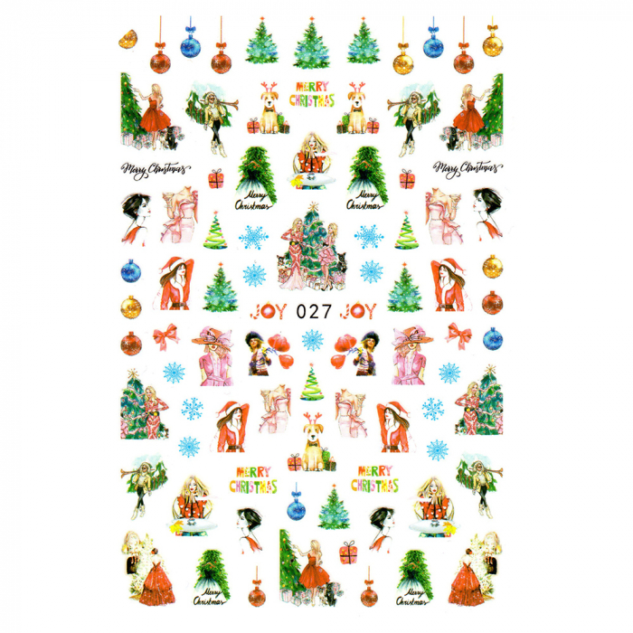 Sticker Lila Rossa pentru decor unghii, Craciun Revelion si iarna, nail art xf027 [2]