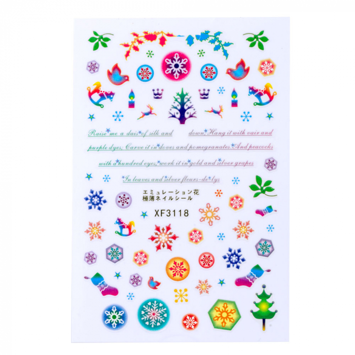 Sticker Lila Rossa pentru decor unghii, Craciun, Revelion si iarna, nail art, xf3118 [2]
