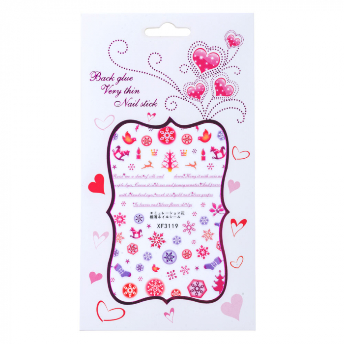 Sticker Lila Rossa pentru decor unghii, Craciun, Revelion si iarna, nail art, xf3119 [5]