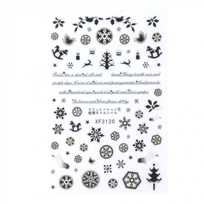 Sticker Lila Rossa pentru decor unghii, Craciun, Revelion si iarna, nail art, xf3120 [2]