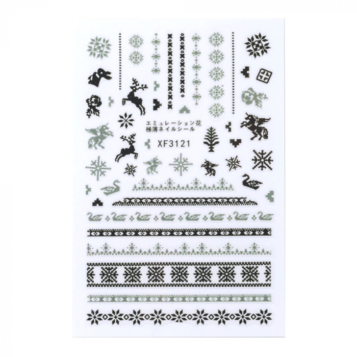 Sticker Lila Rossa pentru decor unghii, Craciun, Revelion si iarna, nail art, xf3121 [2]