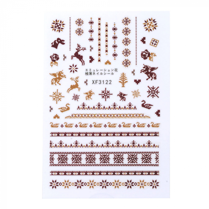 Sticker Lila Rossa pentru decor unghii, Craciun, Revelion si iarna, nail art, xf3122 [2]