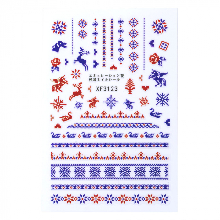 Sticker Lila Rossa pentru decor unghii, Craciun, Revelion si iarna, nail art, xf3123 [2]