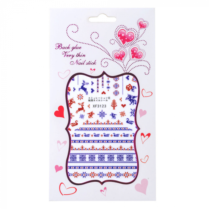 Sticker Lila Rossa pentru decor unghii, Craciun, Revelion si iarna, nail art, xf3123 [1]